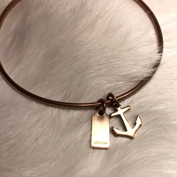 Coach Authentic Brass Bangle Bracelet with Coach Hang tag and Nautical Anchor - Picture 2 of 4